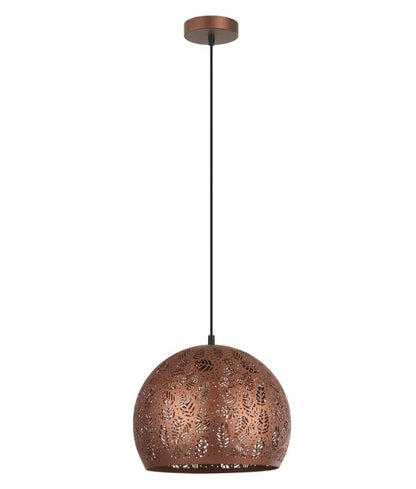 BOTANICA: Bohemian Embossed Dome Shape Pendant Light - Coffee
