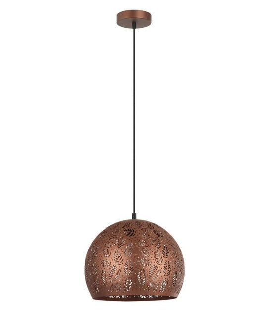 BOTANICA: Bohemian Embossed Dome Shape Pendant Light - Coffee