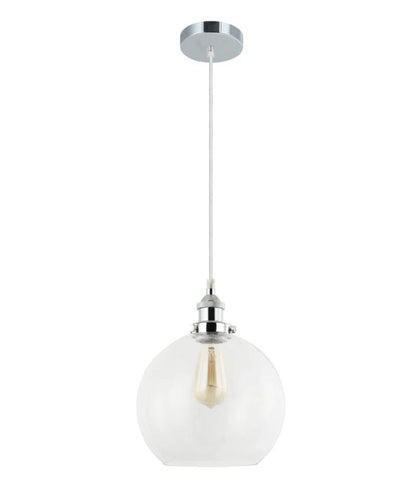PESINI: Interior Wine Clear Glass & Chrome Highlight Pendant Light