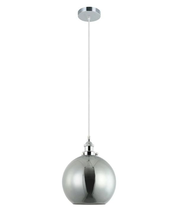 PESINI: Interior Wine Smokey Black Glass & Chrome Highlight Pendant Light