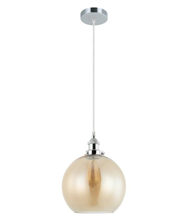 PESINI: Interior Wine Amber Glass & Antique Brass Highlight Pendant Light
