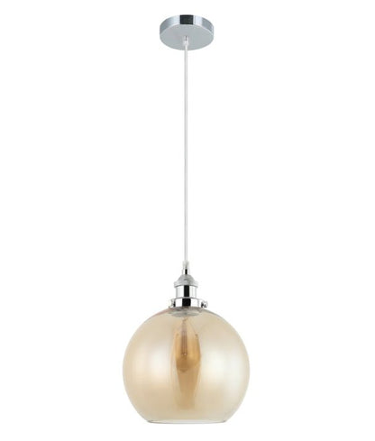 PESINI: Interior Wine Amber Glass & Antique Brass Highlight Pendant Light