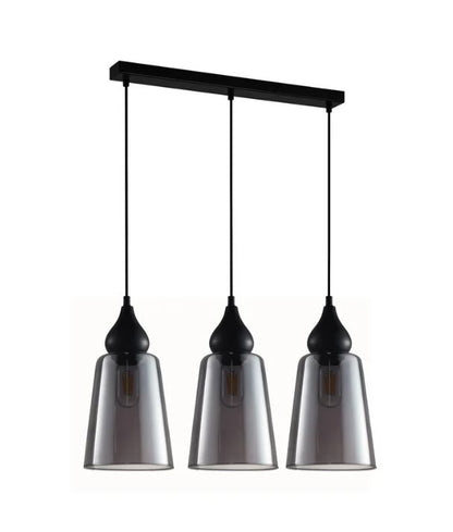 JEREZ2X3S: Smokey Black Ellipse Glass Flat Top Pendant Light