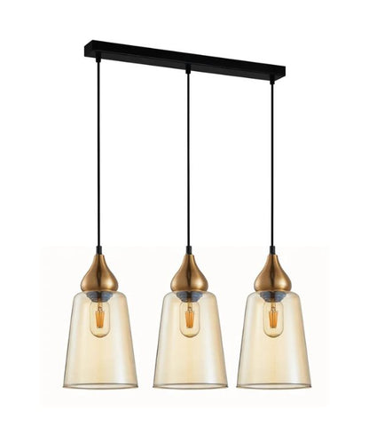 JEREZ2X3S: Bronze Amber Ellipse Glass Flat Top Pendant Light