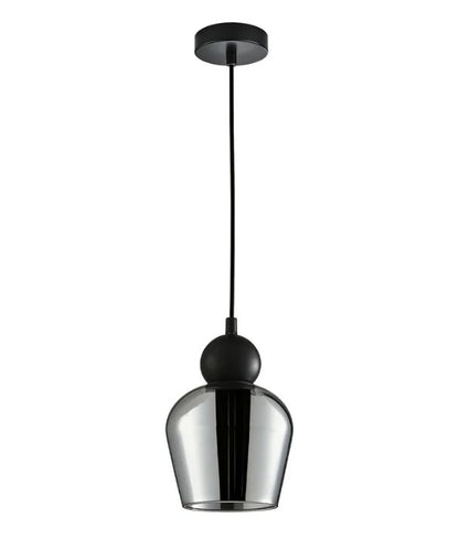 CHAMPAN: Interior Mirror Finish Smokey Black Glass Ellipse Pendant Light