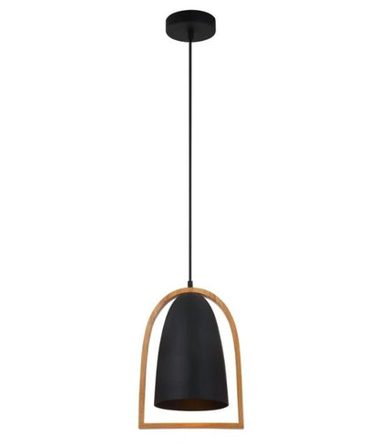 SWING6: Ellipse with Wood Frame Pendant Lights - Black