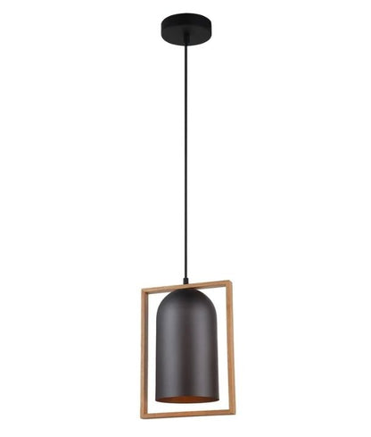 SWING: Oblong Wood Frame Pendant Lights - Black