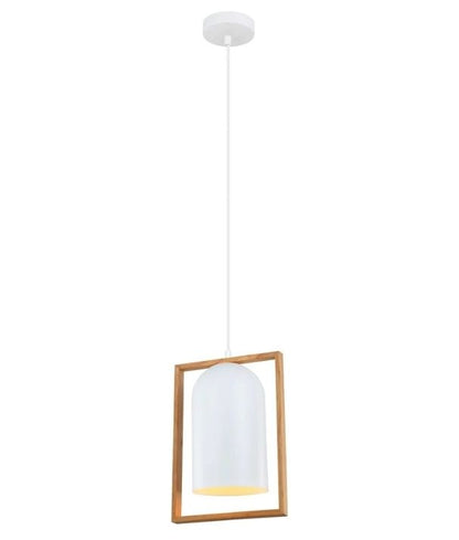 SWING: Oblong Wood Frame Pendant Lights - White