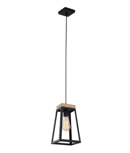 LANTERNA: Scandinavian Wood Trapezium Pendant Light - Black