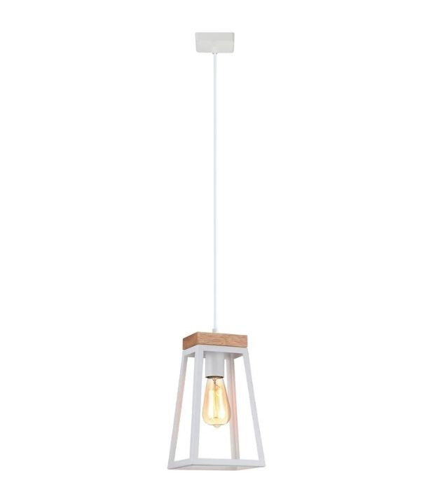 LANTERNA: Scandinavian Wood Trapezium Pendant Light - White