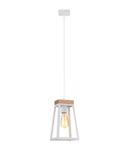LANTERNA: Scandinavian Wood Trapezium Pendant Light - White