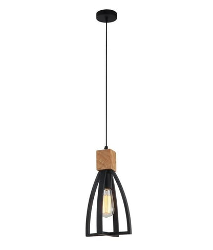 FARO: Wood Convex Cone Pendant Light - Black