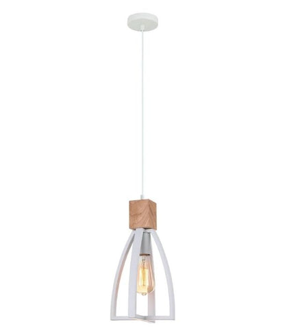 FARO: Wood Convex Cone Pendant Light - White