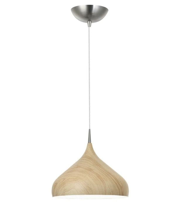 ZARA: Modern Dome Shape Pendant Light - Oak Wood