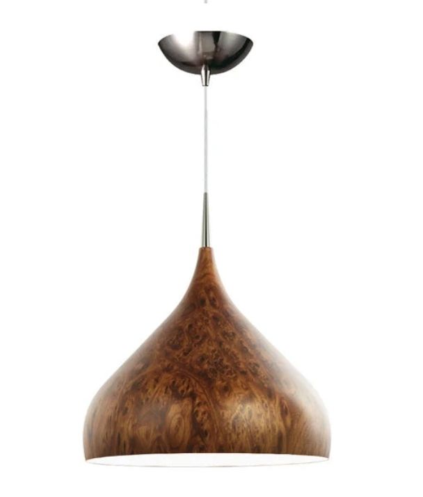 ZARA: Modern Dome Shape Pendant Light - Burl Wood