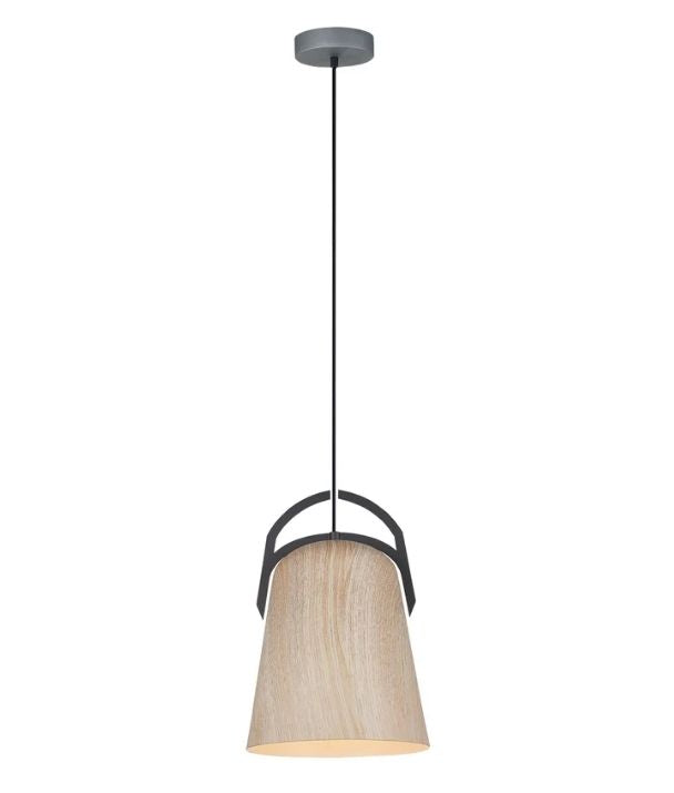 LEGNA: Retro Replica Wood Ellipse Shape Pendant Light - Natural Oak Wood