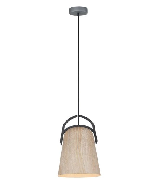 LEGNA: Retro Replica Wood Ellipse Shape Pendant Light - Natural Oak Wood
