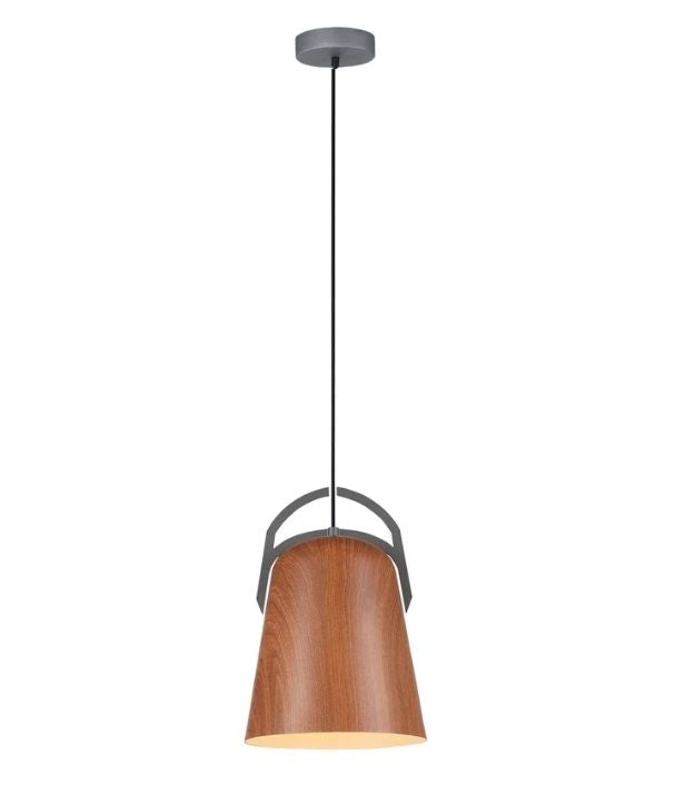 LEGNA: Retro Replica Wood Ellipse Shape Pendant Light - Salem Oak Wood