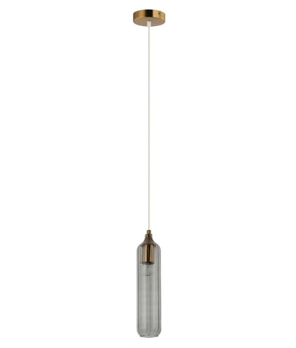 MANGA: Interior Glass Cylinder Pendant Light - Smokey Black