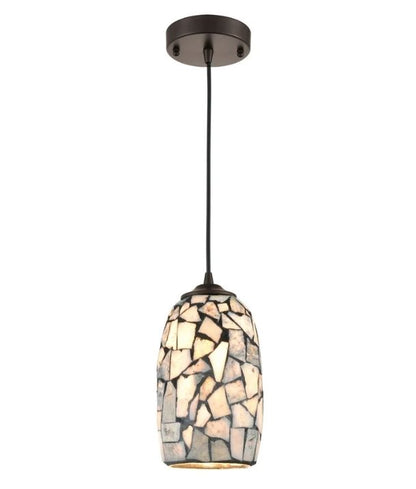GLAZE10: Stone Mosaic Hand Blown Glass Pendant Lights - Dark