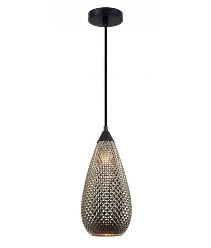 RICTUS5: Bohemian Glass with Quadrilateral Segments Tear Drop Shape Pendant Light - Chrome