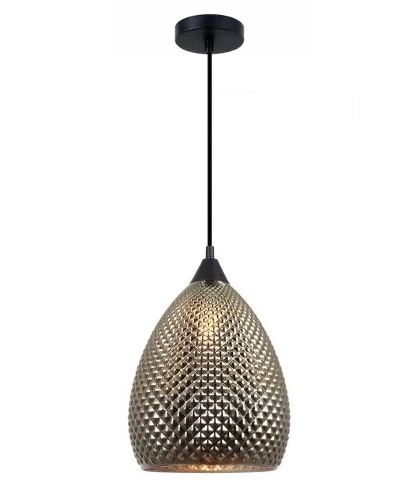 RICTUS3: Bohemian Glass with Quadrilateral Segments Ellipse Shape Pendant Light - Chrome