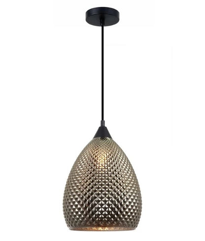 RICTUS3: Bohemian Glass with Quadrilateral Segments Ellipse Shape Pendant Light - Chrome