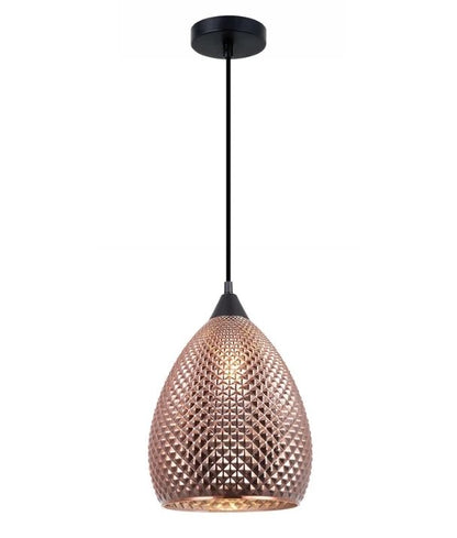 RICTUS3: Bohemian Glass with Quadrilateral Segments Ellipse Shape Pendant Light - Copper