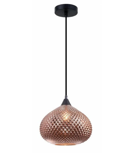 RICTUS: Bohemian Glass With Quadrilateral Segment Wine Glass Shape Pendant Light - Copper