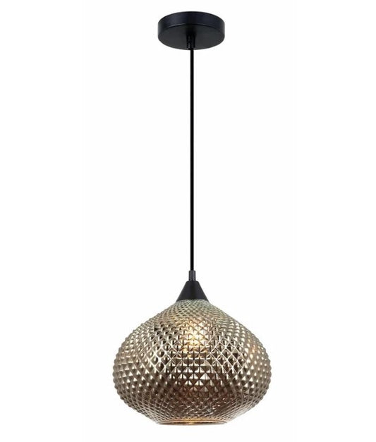 RICTUS: Bohemian Glass With Quadrilateral Segment Wine Glass Shape Pendant Light - Chrome