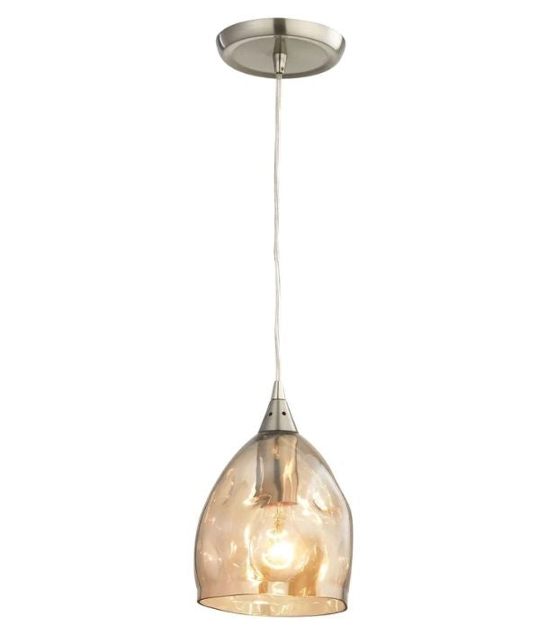 ORDITO: Abstract Chrome With Glass Ellipse Pendant Light - Champagne