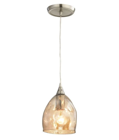 ORDITO: Abstract Chrome With Glass Ellipse Pendant Light - Champagne