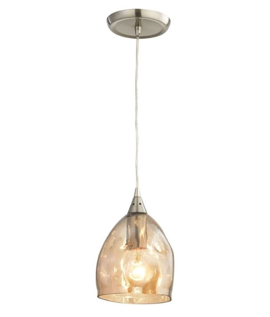 ORDITO: Abstract Chrome With Glass Ellipse Pendant Light - Champagne