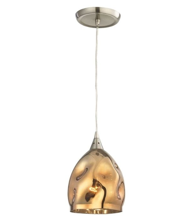 ORDITO: Abstract Chrome With Glass Ellipse Pendant Light - Gold Plated