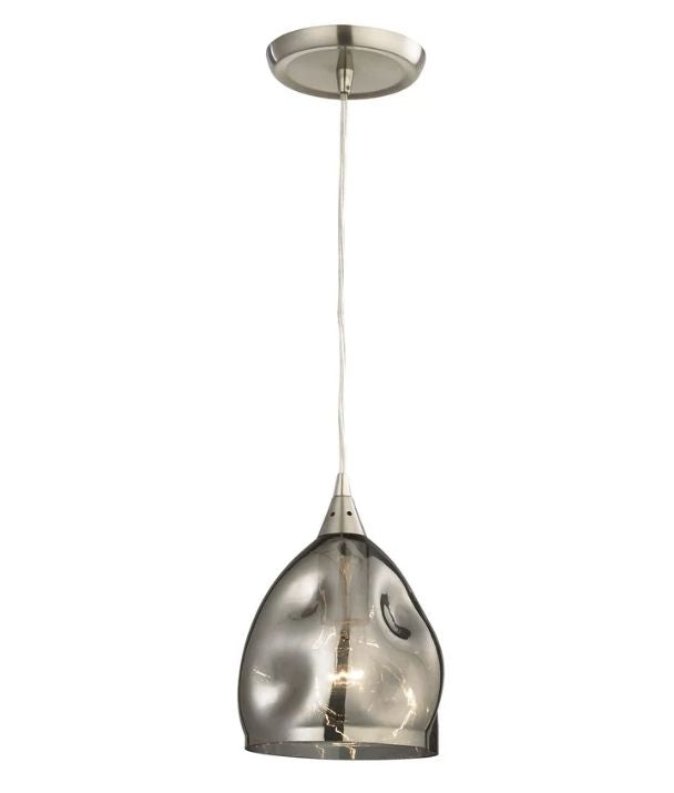 ORDITO: Abstract Chrome With Glass Ellipse Pendant Light - Black Chrome