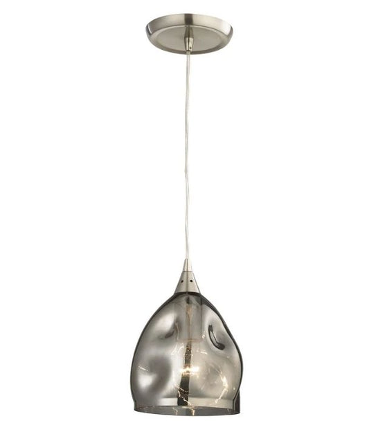 ORDITO: Abstract Chrome With Glass Ellipse Pendant Light - Black Chrome