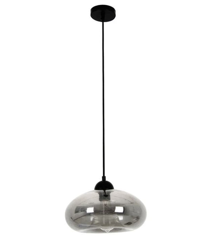 MASON7: Modern Retro Oval Glass Pendant Light - Smokey Black