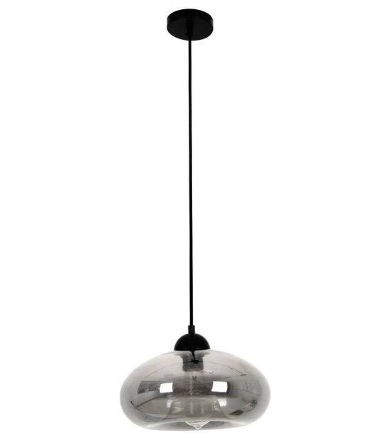 MASON7: Modern Retro Oval Glass Pendant Light - Smokey Black
