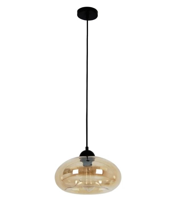 MASON: Modern Retro Oval Glass Pendant Light - Amber