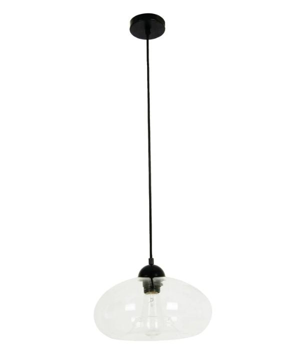 MASON7: Modern Retro Oval Glass Pendant Light - Clear