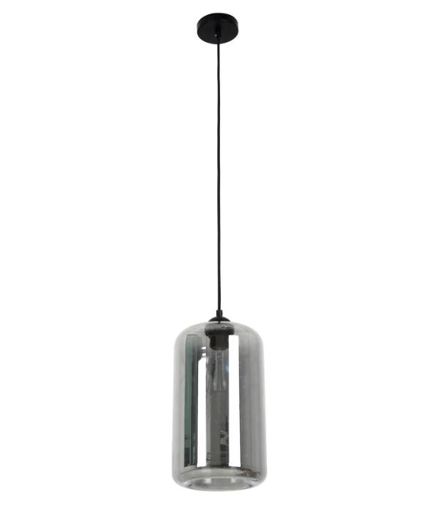 MASON: Modern Retro Oblong Glass Pendant Light - Smokey Black