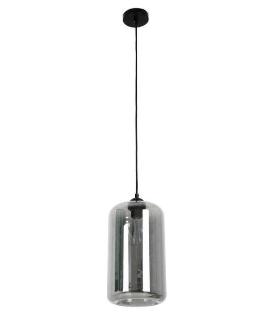 MASON: Modern Retro Oblong Glass Pendant Light - Smokey Black