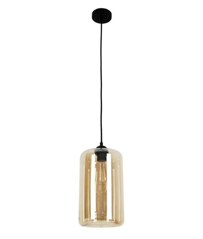 MASON: Modern Retro Oblong Glass Pendant Light - Amber