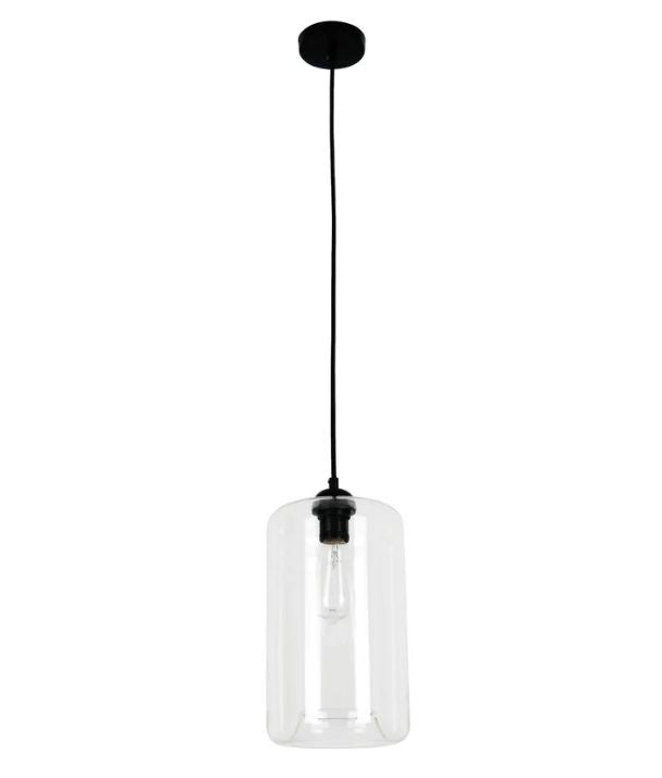 MASON: Modern Retro Oblong Glass Pendant Light - Clear