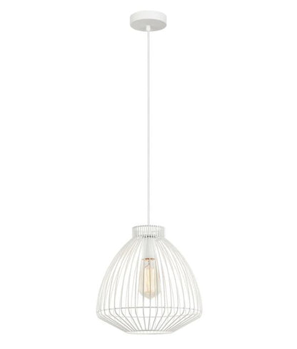 MANU: Modern Interior Cone (Concave) Wire Cage Pendant Light - White