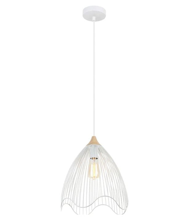 SPIAGGIA: Cone Shape &amp; Wavy Edge Pendant Light - White