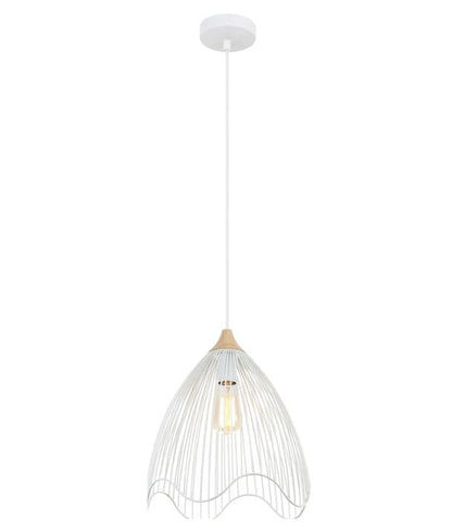 SPIAGGIA: Cone Shape &amp; Wavy Edge Pendant Light - White