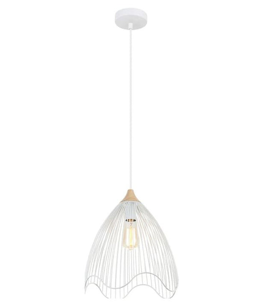 SPIAGGIA: Cone Shape &amp; Wavy Edge Pendant Light - White