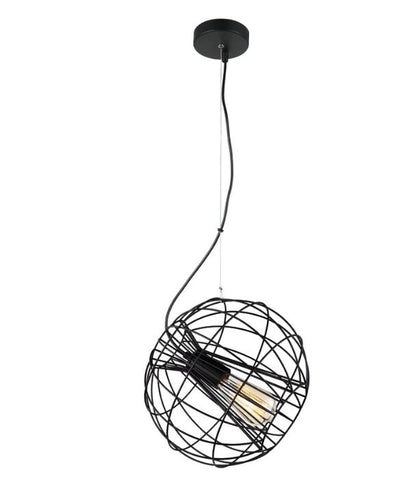 SENTINEL: Modern Minimalist Round Cage Pendant Light - Matte Black