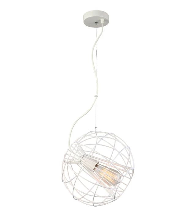 SENTINEL: Modern Minimalist Round Cage Pendant Light - Matte White